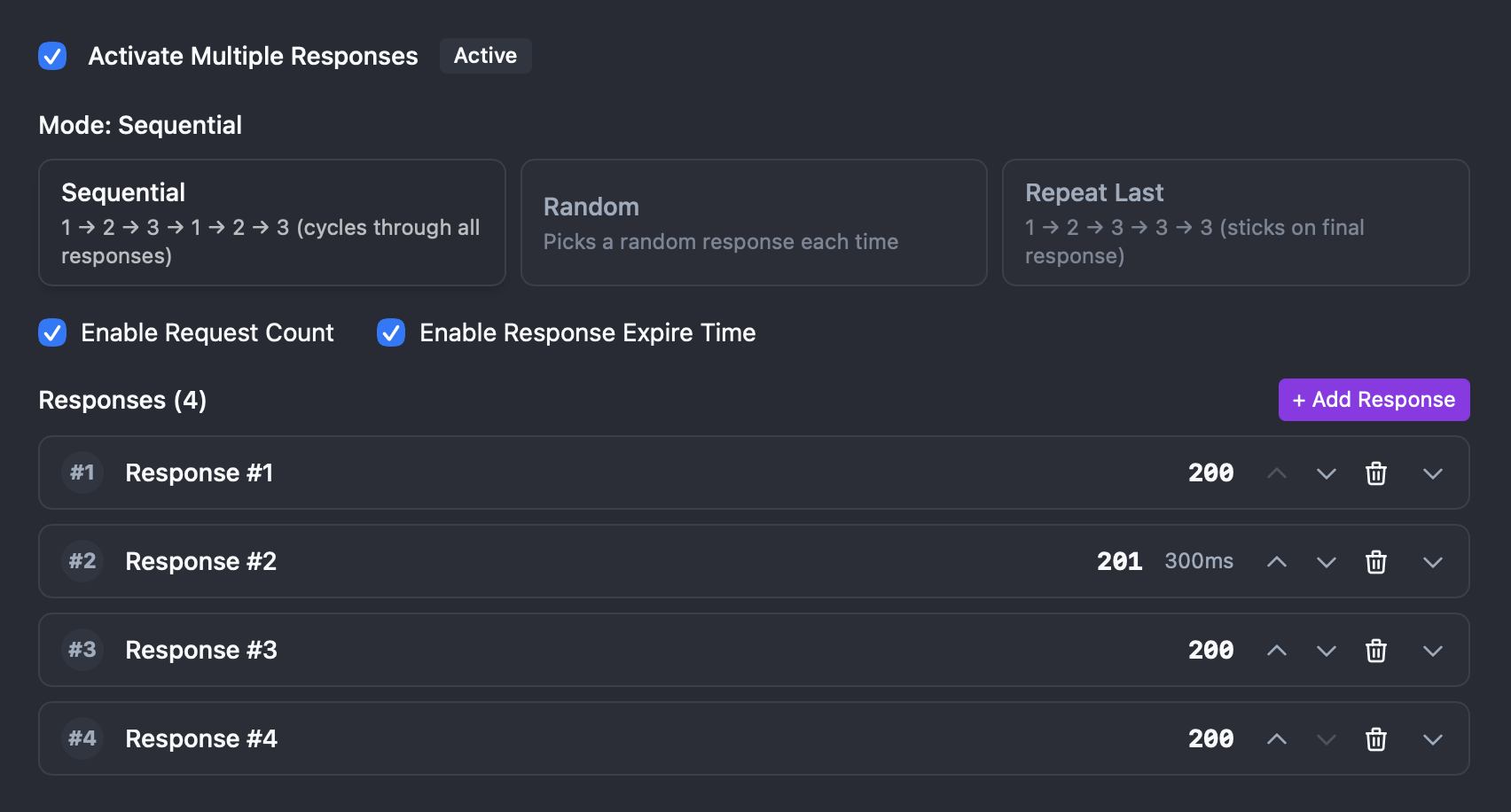 Mocklantis multiple responses feature for sequential and random API response testing